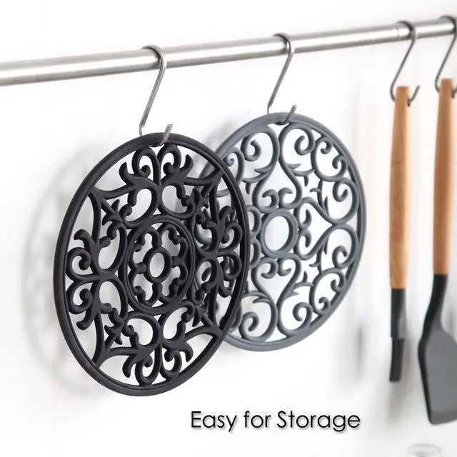 Alt view image 6 of 7 - Silicone Trivet for Hot Dishes, Hot Pot and Pads - Protect Countertop from Hot Pot and Pans Coming Out from the Oven or Stove - Non-Slip & Heat Resistant,Navy Blue,Set of 3