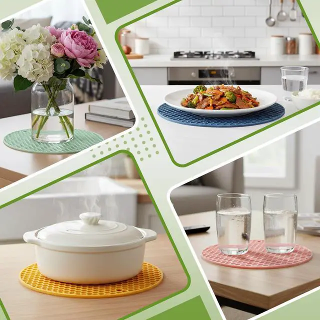 Alt view image 6 of 7 - Silicone Trivets Mat, Hot Pad Mat, Pot Holder, Silicone Hot Pad for Kitchen Counter (Morandi Color)
