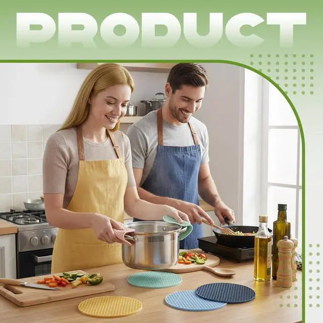 Alt view image 3 of 7 - Silicone Trivets Mat, Hot Pad Mat, Pot Holder, Silicone Hot Pad for Kitchen Counter (Morandi Color)