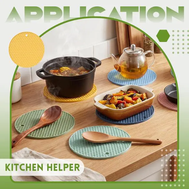 Alt view image 5 of 7 - Silicone Trivets Mat, Hot Pad Mat, Pot Holder, Silicone Hot Pad for Kitchen Counter (Morandi Color)