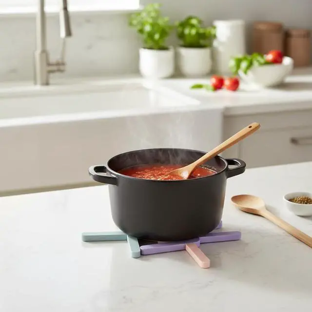 Alt view image 4 of 5 - Foldable Silicone Trivets, 4 PCS Expandable Trivets for Dishes, Hot Pots and Pans Anti-Slip Heat Water Resistant Silicone Hot Pads/Pot Holders