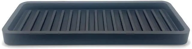 Main image of Silicone Sink and Surface Organizer Tray, Sponge Holder, Vanity Tray, Trivet, Heat Safe, Dishwasher Safe, for Bathroom and Kitchen Organization (Black, 9"x3.5")