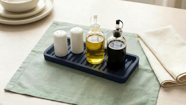 Alt view image 5 of 7 - Silicone Sink and Surface Organizer Tray, Sponge Holder, Vanity Tray, Trivet, Heat Safe, Dishwasher Safe, for Bathroom and Kitchen Organization (Black, 9"x3.5")