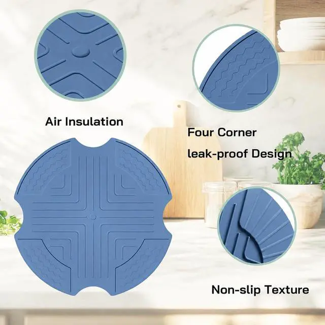 Alt view image 3 of 6 - Silicone Heat Resistant Mat for Crispi Air Fryer, Non-Slip Hot Pad Trivets Protect Countertop from Heat Damage for Crispi Accessories Periwinkle, Compatible with Airfryer FN101PL