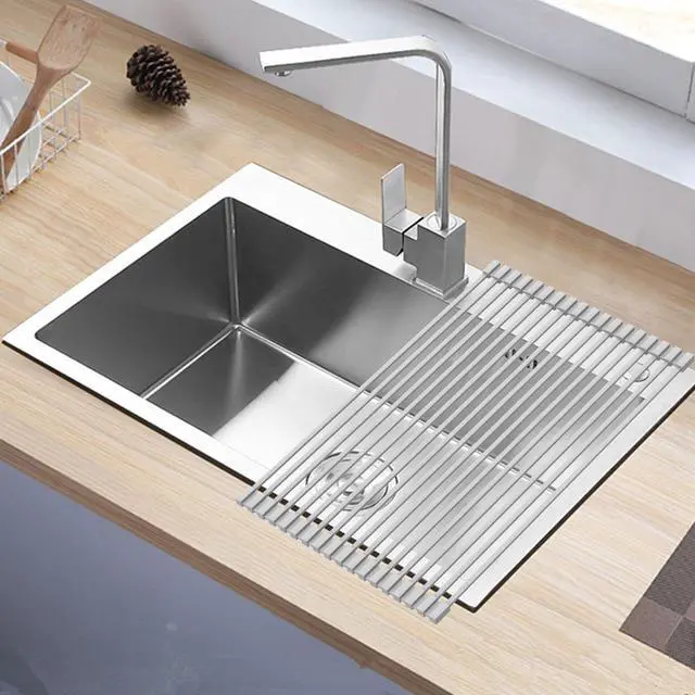 Alt view image 5 of 7 - Roll Up Drying Rack for Kitchen Sink, Over-the-Sink Silicone Sink Drying Mat, Dish Drying Mat, Multi-Purpose Silicone Dish Rack, Heat Resistant Trivet ,17.5x13inch,gray7