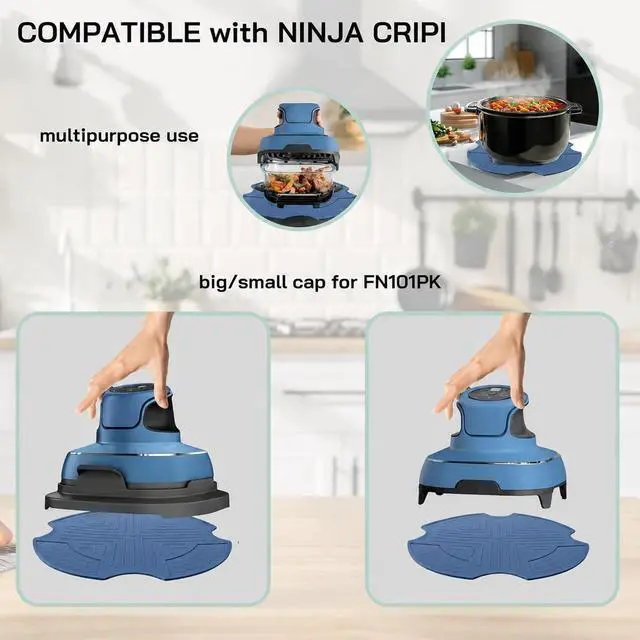 Alt view image 5 of 6 - Silicone Heat Resistant Mat for Crispi Air Fryer, Non-Slip Hot Pad Trivets Protect Countertop from Heat Damage for Crispi Accessories Periwinkle, Compatible with Airfryer FN101PL