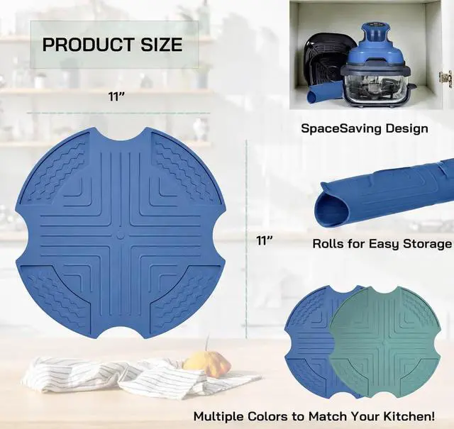 Alt view image 6 of 6 - Silicone Heat Resistant Mat for Crispi Air Fryer, Non-Slip Hot Pad Trivets Protect Countertop from Heat Damage for Crispi Accessories Periwinkle, Compatible with Airfryer FN101PL