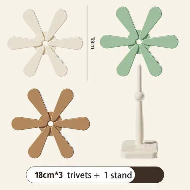 Alt view image 2 of 6 - Christmas Tree-Shape Trivet Set for Hot Dishes,3 PCS Silicone Heat Resistant Hot Pads + 1 Stand, Kitchen Countertop Hot Pot Holders, Non-Slip Pot Holders, Table Decorative Coaster for Dishes, Pans