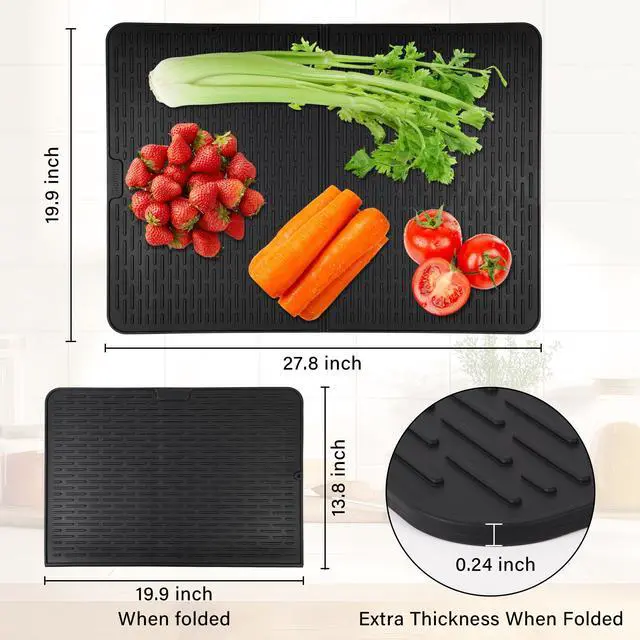 Alt view image 4 of 7 - Foldable Silicone Stove Top Cover 20"x28" Stove Top Covers for Electric Stove, Glass Top Stove Cover, RV Stove Top Cover & Dish Drying Mat (Black, 28''x20'')
