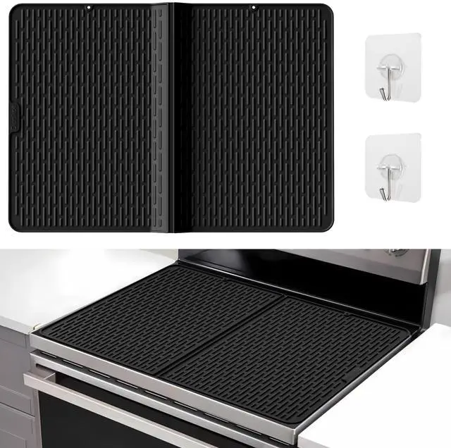 Main image of Foldable Silicone Stove Top Cover 20"x28" Stove Top Covers for Electric Stove, Glass Top Stove Cover, RV Stove Top Cover & Dish Drying Mat (Black, 28''x20'')