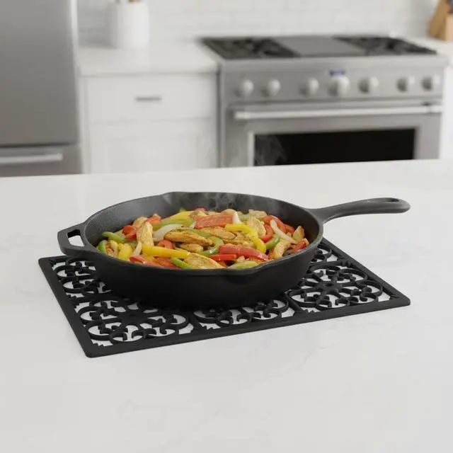 Alt view image 3 of 7 - Extra Large, Thick, Silicone Trivet for Hot Dishes, Pots, and Pans, Heat Resistant Mat for Countertop, Hot Pad for Kitchen, Easy to Clean, 16 x 12 x 3/8 Inches, Black