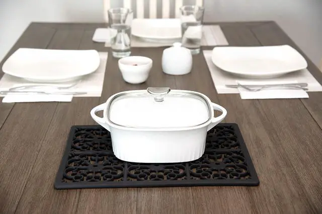Alt view image 7 of 7 - Extra Large, Thick, Silicone Trivet for Hot Dishes, Pots, and Pans, Heat Resistant Mat for Countertop, Hot Pad for Kitchen, Easy to Clean, 16 x 12 x 3/8 Inches, Black
