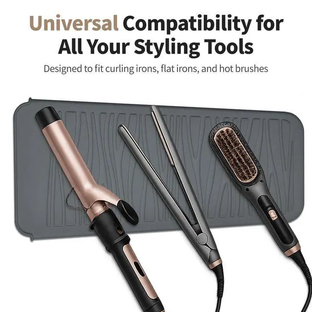 Alt view image 4 of 7 - Silicone Heat Resistant Mat for Hair Iron, 11 x 5 inch, Grey, 1 Pack