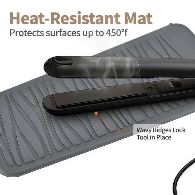 Alt view image 5 of 7 - Silicone Heat Resistant Mat for Hair Iron, 11 x 5 inch, Grey, 1 Pack