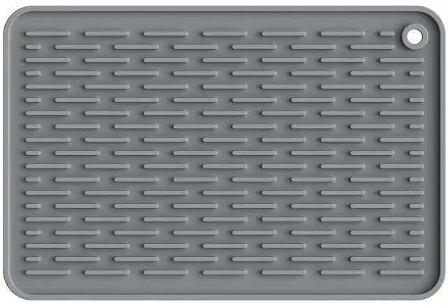 Main image of Silicone Dish Drying Mat for Kitchen Counter, Dish Drying Pad for Sink, Refrigerator or Drawer, Countertop Protection Pad S - 12'' x 8'' - Grey