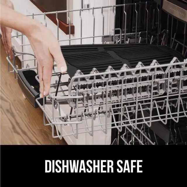 Alt view image 6 of 7 - Free Patented Silicone Dish Drying Mat for Kitchen Counter, 18x24 Inch, Water Catching Ribbed Design, Easy Clean Waterproof Sink Liner, Heat Resistant, Fits Under Rack, Black