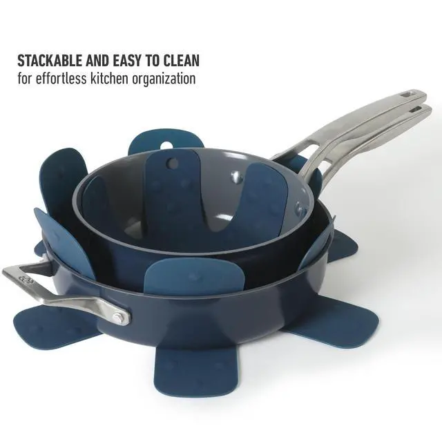 Alt view image 4 of 7 - Prime Trivet Set, 3-Piece Silicone Trivets, Pan Protectors, High-Heat Resistant Non-Slip Cookware Protectors for Countertop Protection and Cookware Stacking, Navy