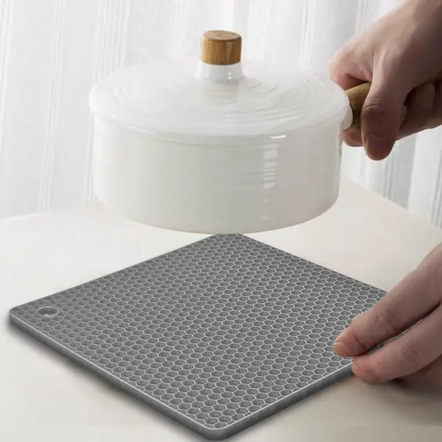 Alt view image 2 of 7 - Silicone Square Trivets Mat, 6 Packs Multipurpose Non Slip Heat Resistant Pot Holder-Gray