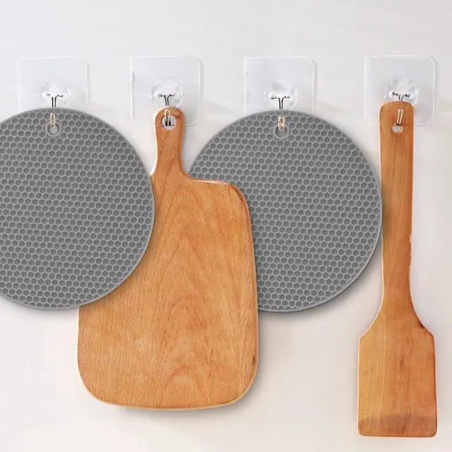 Alt view image 6 of 7 - Silicone Square Trivets Mat, 6 Packs Multipurpose Non Slip Heat Resistant Pot Holder-Gray