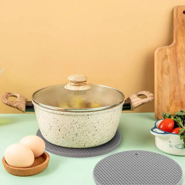 Alt view image 5 of 7 - Silicone Square Trivets Mat, 6 Packs Multipurpose Non Slip Heat Resistant Pot Holder-Gray