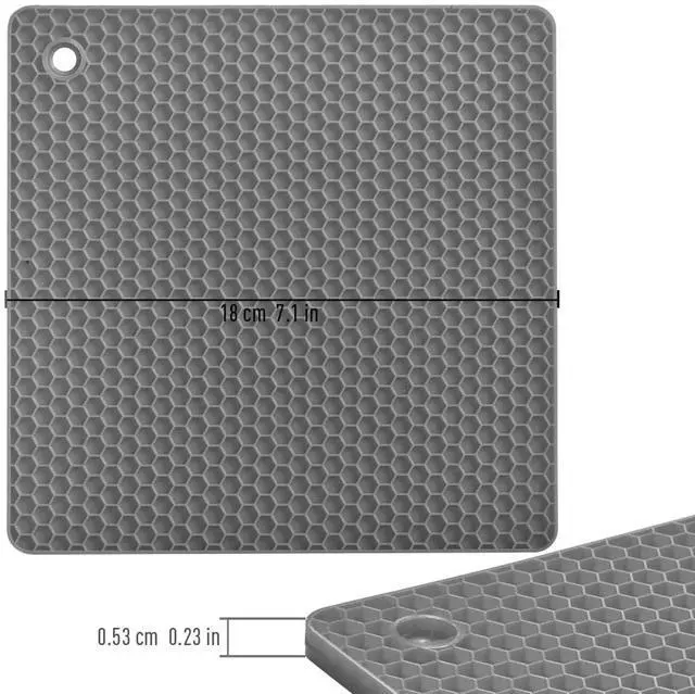 Alt view image 7 of 7 - Silicone Square Trivets Mat, 6 Packs Multipurpose Non Slip Heat Resistant Pot Holder-Gray