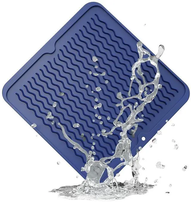 Main image of 4-in-1 Silicone Mat 12" x 12" / 305 x 306mm Square - Dish Drying Mat, Air Fryer Mat, Coffee Maker Pad & Heat Resistant Trivet (up to 450°F) - Non-Slip Food-Grade BPA-Free (Midnight Blue)