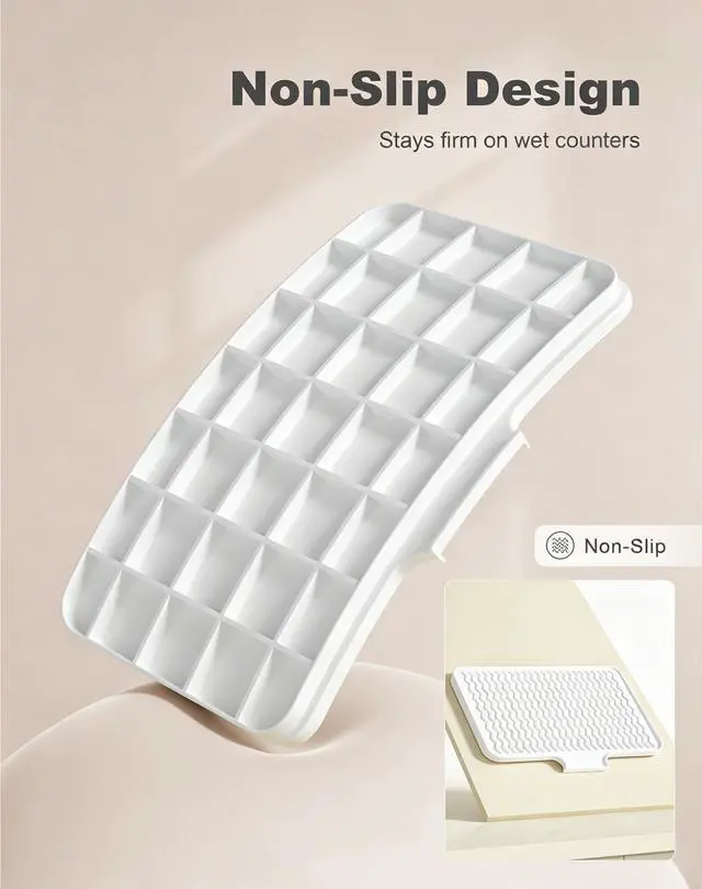 Alt view image 5 of 7 - Silicone Dish Drying Mat for Kitchen Counter, 16 x 12" Drainer Pad with Drainage Spout, Heat Resistant Trivet Non-Slip Dish Rack Mats for Countertop Protection, Kitchen Bar Decor Pad, White