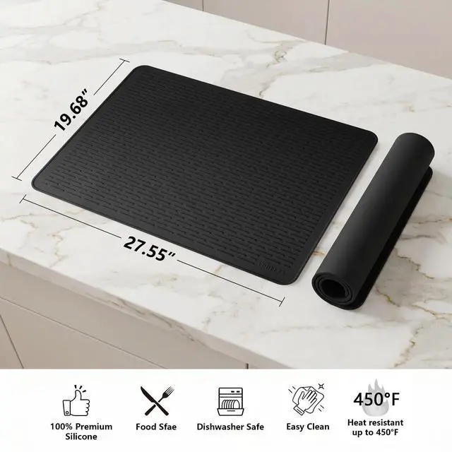 Alt view image 2 of 7 - Stove Top Cover for Electric Stove - Silicone Stove Mat for Glass Top, Glass Cooktop Protector for Kitchen,Multi-Functional Oven Covers for Electric Stove (Black,28 x 20)