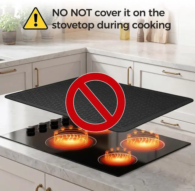 Alt view image 5 of 7 - Stove Top Cover for Electric Stove - Silicone Stove Mat for Glass Top, Glass Cooktop Protector for Kitchen,Multi-Functional Oven Covers for Electric Stove (Black,28 x 20)