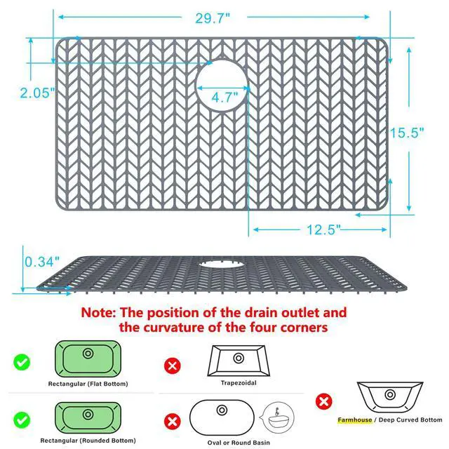 Alt view image 2 of 7 - Sink Protectors for Kitchen Sink 30"x16"Rear Silicone Sink Mat