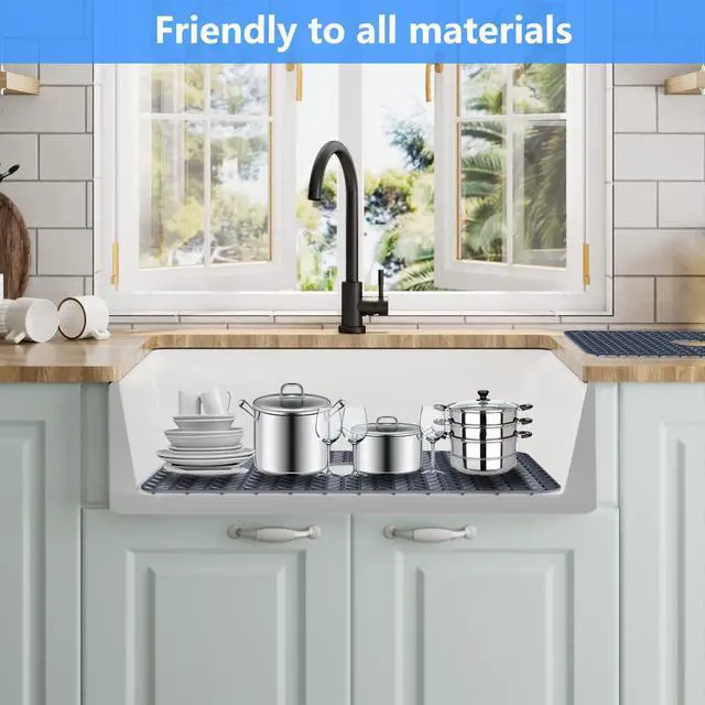 Alt view image 6 of 7 - Sink Protectors for Kitchen Sink 30"x16"Rear Silicone Sink Mat