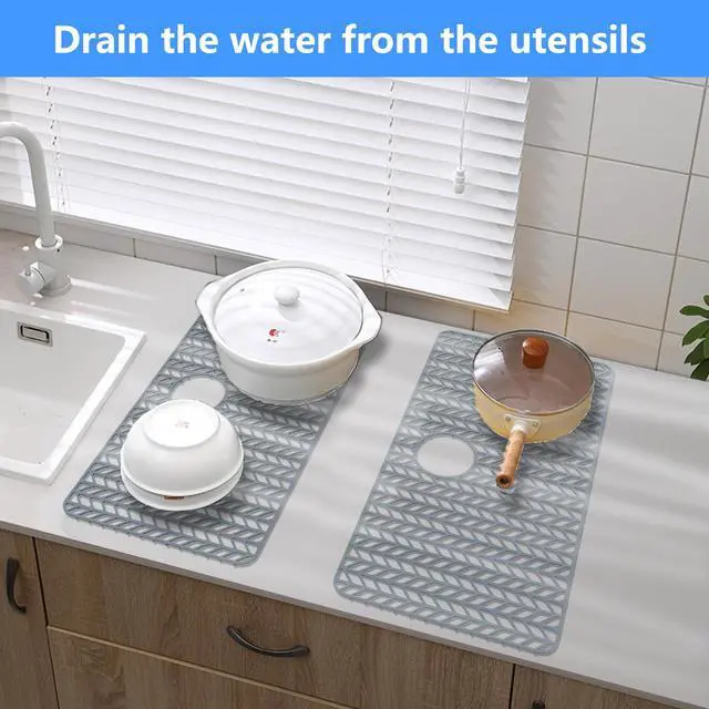 Alt view image 7 of 7 - Sink Protectors for Kitchen Sink 30"x16"Rear Silicone Sink Mat