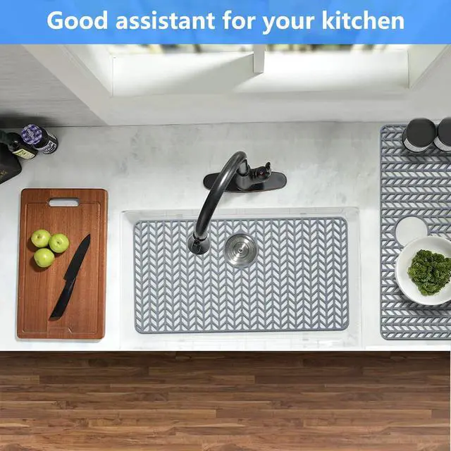 Alt view image 5 of 7 - Sink Protectors for Kitchen Sink 30"x16"Rear Silicone Sink Mat