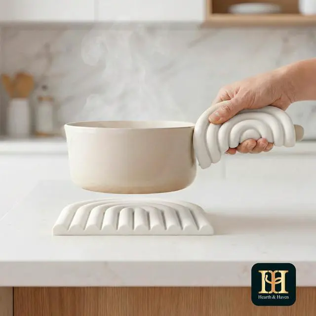 Alt view image 2 of 7 - Silicone Trivets for Hot Dishes, Heat-Resistant, Non-Slip Pot Holders for Kitchen & Coasters Durable Hot Pads for Pots, Pans, Baking Dishes & Kitchen Appliances Set of 2 Creamy White