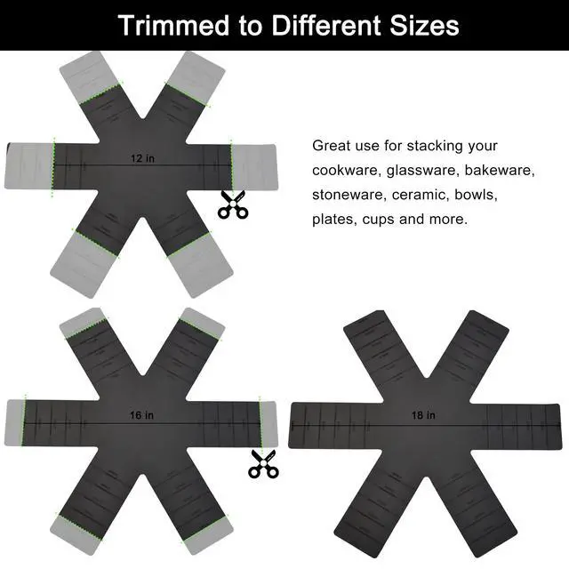 Alt view image 5 of 7 - Pot & Pan Protectors - Silicone Pan Protectors for Stacking 3 Piece Black