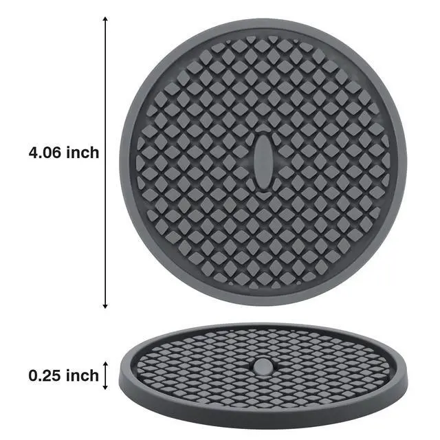 Alt view image 2 of 7 - 3 Pack Silicone Coasters for Drinks, Thickened Coaster with Deep Tray Grooved Design Cup Mat, Washable Heat Resistant Durable Non-Slip Coasters for Coffee Table Wooden Desk Kitchen Bar (Dark Grey)