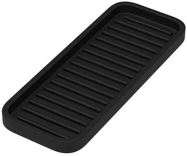 Main image of Silicone Heat Resistant Mat for Curling Iron, Heat Pad for Hot Hair Tools, Kitchen Sink Organizer Tray and Sponge Holder for Bathroom Counter, Groove Coasters for Drinks (Black)
