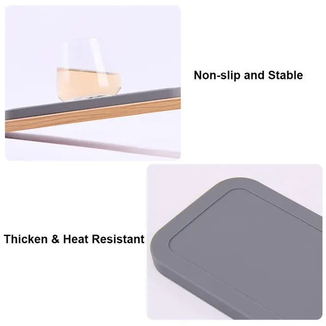 Alt view image 4 of 7 - Silicone Heat Resistant Mat for Curling Iron, Heat Pad for Hot Hair Tools, Kitchen Sink Organizer Tray and Sponge Holder for Bathroom Counter, Groove Coasters for Drinks (Black)