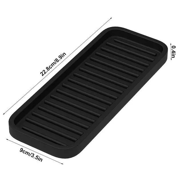 Alt view image 7 of 7 - Silicone Heat Resistant Mat for Curling Iron, Heat Pad for Hot Hair Tools, Kitchen Sink Organizer Tray and Sponge Holder for Bathroom Counter, Groove Coasters for Drinks (Black)