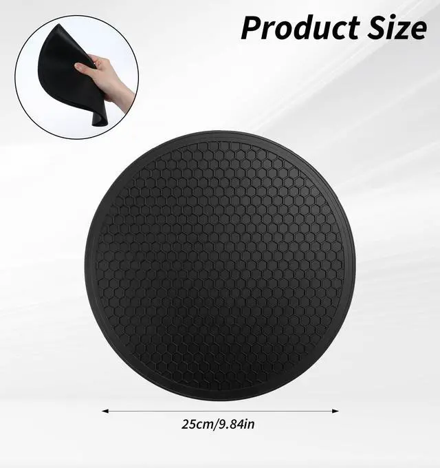 Alt view image 2 of 7 - 2 Pcs Microwave Mat, 10 Inch Honeycomb Textured Circular Silicone Pad, Reusable Washable Insulation Coaster, for Kitchen Countertop, Dining Table, and Home Daily Heat Insulation Use