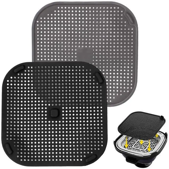 Main image of 2 PCS Updated Heat Resistant Splatter Screen Compatible with Ninja Crispi Air Fryer Accessories;Food-Grade Silicone Splatter Shield Compatible with Ninja FN101-Prevent Oil Splatter.(Gray & Black)