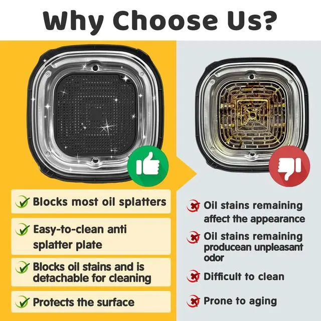 Alt view image 4 of 6 - 2 PCS Updated Heat Resistant Splatter Screen Compatible with Ninja Crispi Air Fryer Accessories;Food-Grade Silicone Splatter Shield Compatible with Ninja FN101-Prevent Oil Splatter.(Gray & Black)