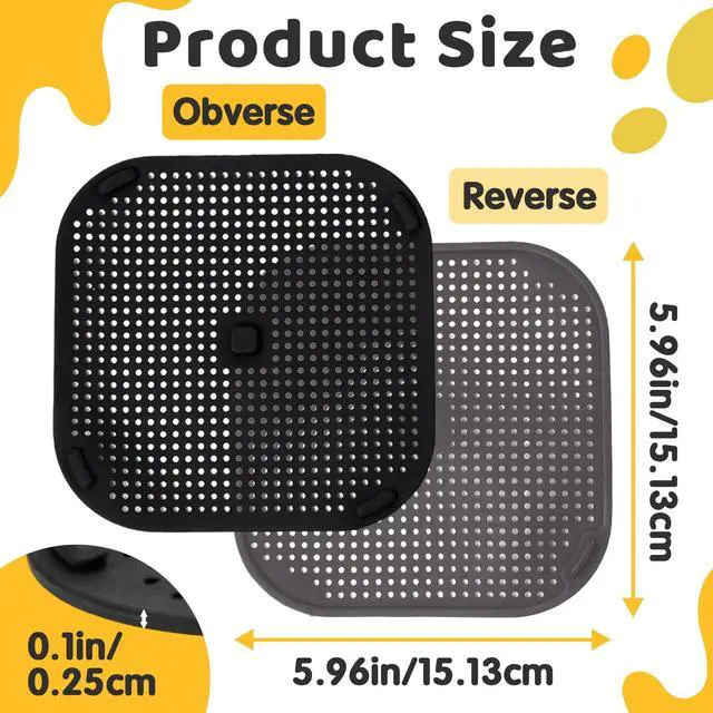Alt view image 3 of 6 - 2 PCS Updated Heat Resistant Splatter Screen Compatible with Ninja Crispi Air Fryer Accessories;Food-Grade Silicone Splatter Shield Compatible with Ninja FN101-Prevent Oil Splatter.(Gray & Black)