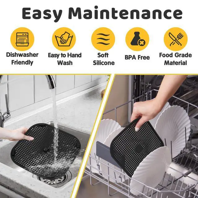 Alt view image 5 of 6 - 2 PCS Updated Heat Resistant Splatter Screen Compatible with Ninja Crispi Air Fryer Accessories;Food-Grade Silicone Splatter Shield Compatible with Ninja FN101-Prevent Oil Splatter.(Gray & Black)