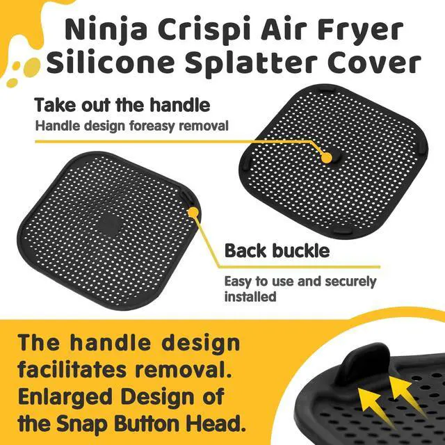 Alt view image 6 of 6 - 2 PCS Updated Heat Resistant Splatter Screen Compatible with Ninja Crispi Air Fryer Accessories;Food-Grade Silicone Splatter Shield Compatible with Ninja FN101-Prevent Oil Splatter.(Gray & Black)