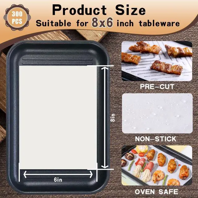 Alt view image 2 of 7 - Parchment Paper Sheets 300Pcs,6x8In Baking Paper,Baking Supplies Sheets Non Stick,Non-Toxic Baking Parchment for Air Fryer, oven liner,Grilling, Steaming Cooking Bread Cake and Wrapping Food