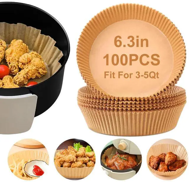 Main image of Liners Disposable Paper,100Pcs Airfryer Paper Liners,Non Stick Parchment Paper Liners,Food Grade Air Fryer Accessories for Microwave Oven Steamer 6.3inch Round