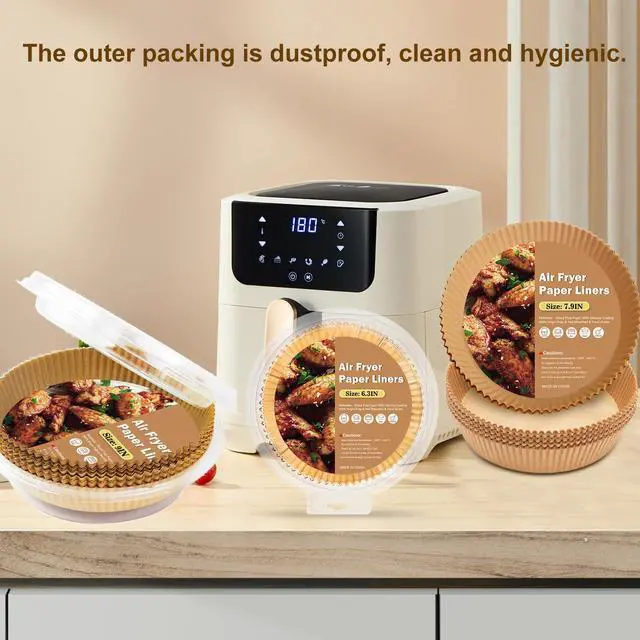Alt view image 7 of 7 - Liners Disposable Paper,100Pcs Airfryer Paper Liners,Non Stick Parchment Paper Liners,Food Grade Air Fryer Accessories for Microwave Oven Steamer 6.3inch Round