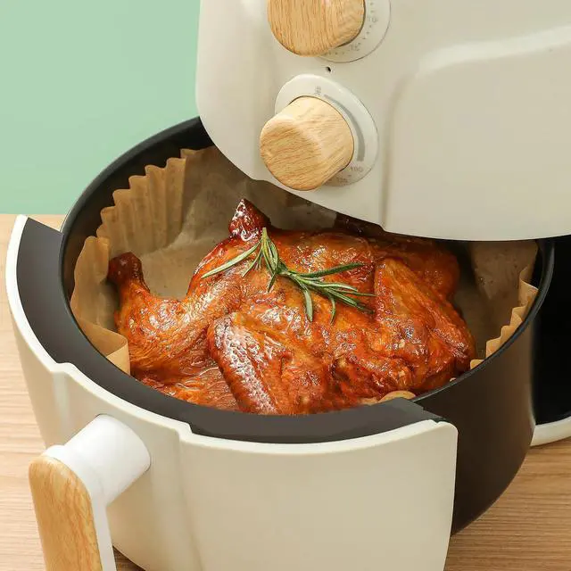 Alt view image 6 of 7 - Liners Disposable Paper,100Pcs Airfryer Paper Liners,Non Stick Parchment Paper Liners,Food Grade Air Fryer Accessories for Microwave Oven Steamer 6.3inch Round