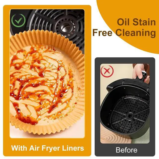 Alt view image 5 of 7 - Liners Disposable Paper,100Pcs Airfryer Paper Liners,Non Stick Parchment Paper Liners,Food Grade Air Fryer Accessories for Microwave Oven Steamer 6.3inch Round